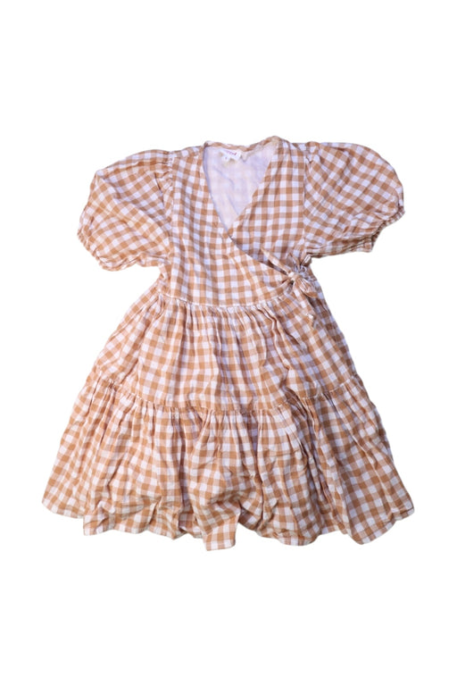 A Beige Short Sleeve Dresses from Seed in size 6T for girl. (Front View)