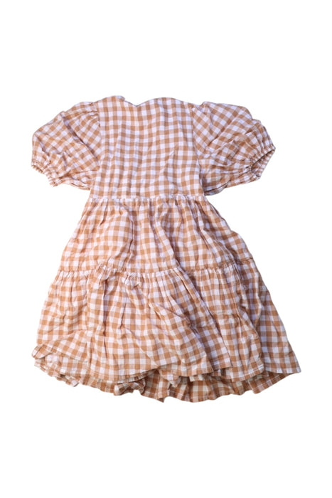 A Beige Short Sleeve Dresses from Seed in size 6T for girl. (Back View)
