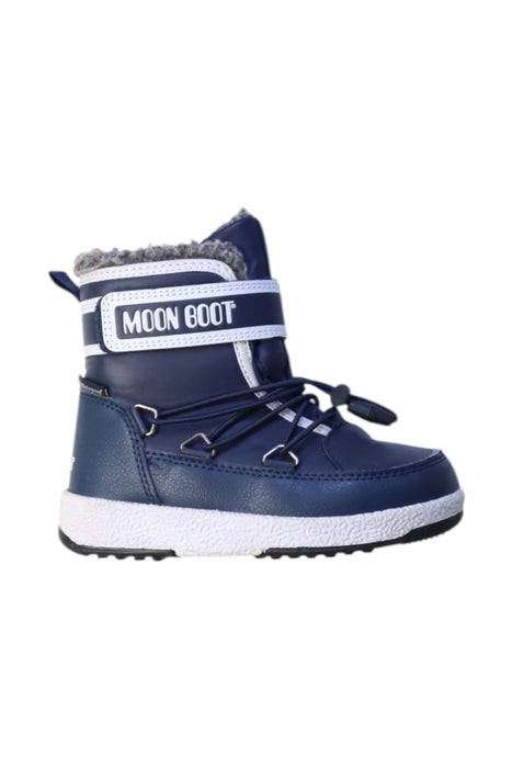 A Navy Winter Boots from Moon Boot in size 5T for boy. (Front View)