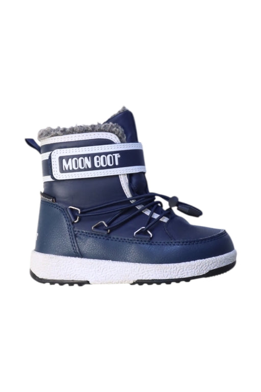 A Navy Winter Boots from Moon Boot in size 5T for boy. (Front View)
