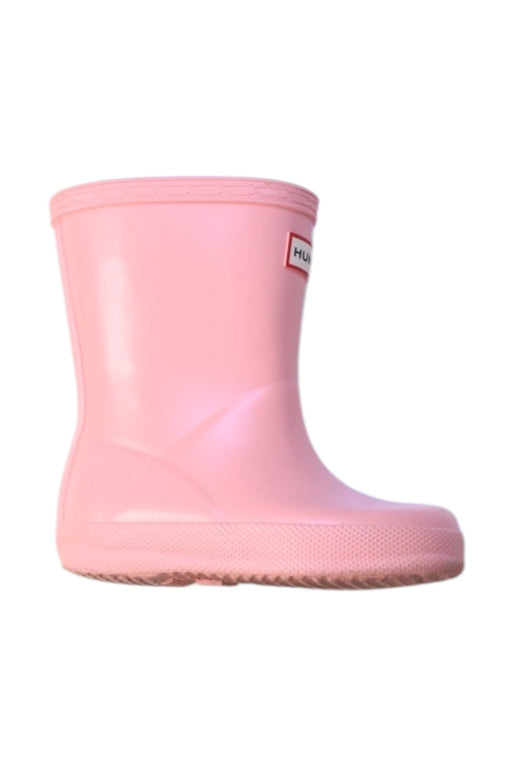 A Pink Rain Boots from Hunter in size 18-24M for neutral. (Front View)