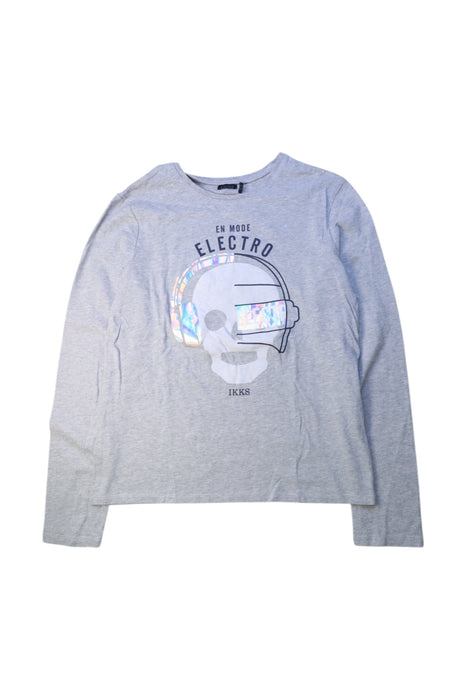 A Grey Long Sleeve T Shirts from IKKS in size 14Y for boy. (Front View)
