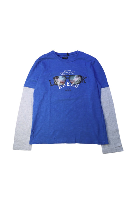 A Blue Long Sleeve T Shirts from IKKS in size 12Y for boy. (Front View)