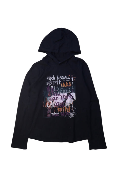 A Black Hooded Sweatshirts from IKKS in size 12Y for boy. (Front View)