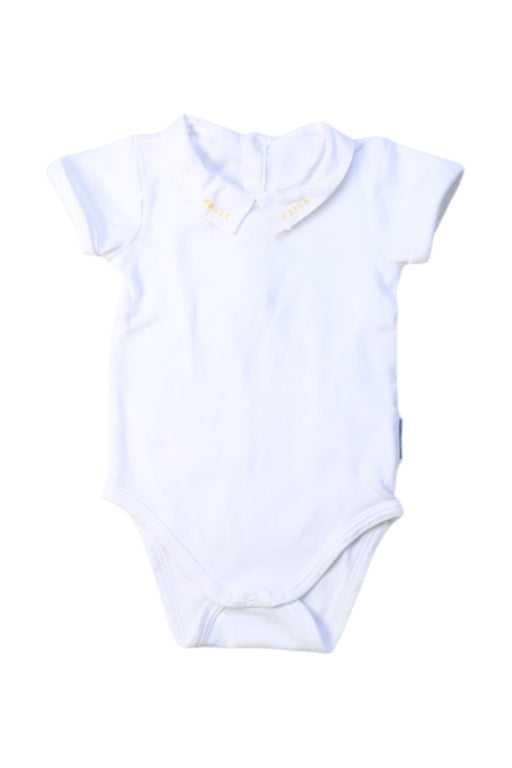 A White Short Sleeve Bodysuits from Jacadi in size 6-12M for boy. (Front View)