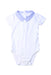 A White Short Sleeve Bodysuits from Jacadi in size 6-12M for boy. (Front View)