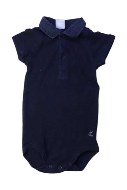 A Navy Short Sleeve Bodysuits from Petit Bateau in size 6-12M for boy. (Front View)