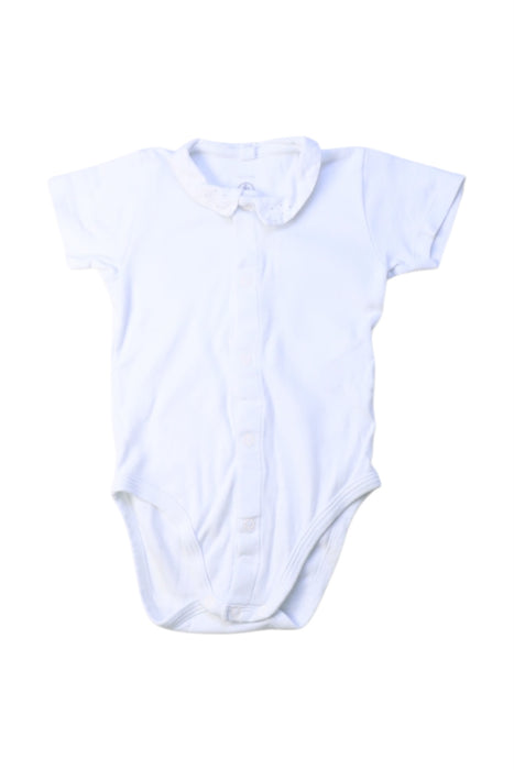 A White Short Sleeve Bodysuits from Petit Bateau in size 6-12M for boy. (Front View)