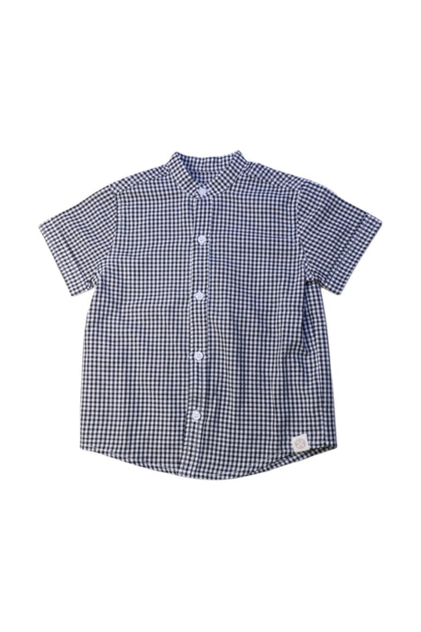 A Blue Short Sleeve Shirts from Le Petit Society in size 3T for boy. (Front View)