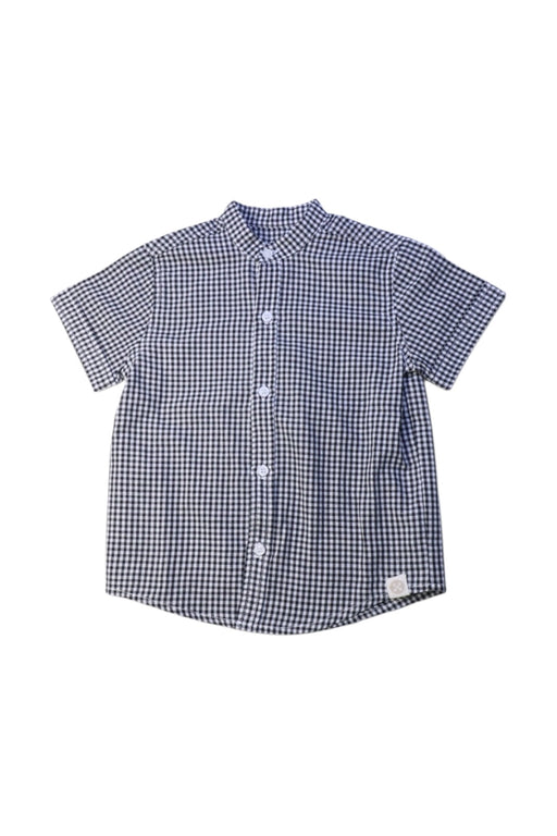 A Blue Short Sleeve Shirts from Le Petit Society in size 3T for boy. (Front View)
