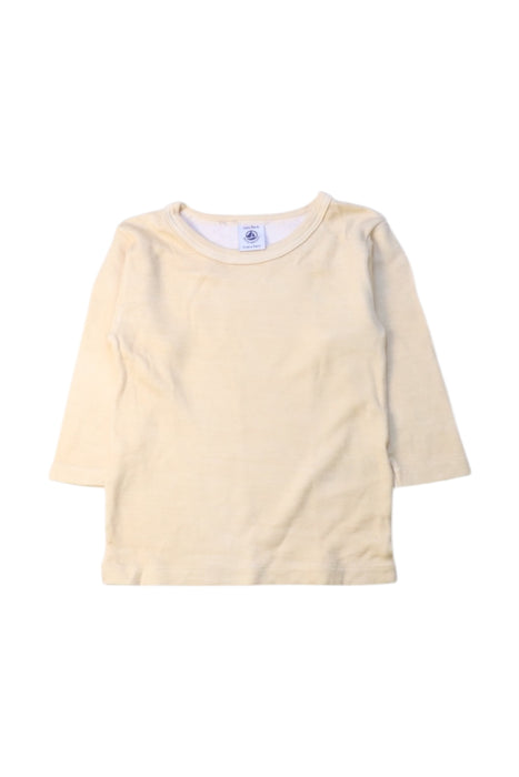 A Ivory Long Sleeve T Shirts from Petit Bateau in size 2T for girl. (Front View)