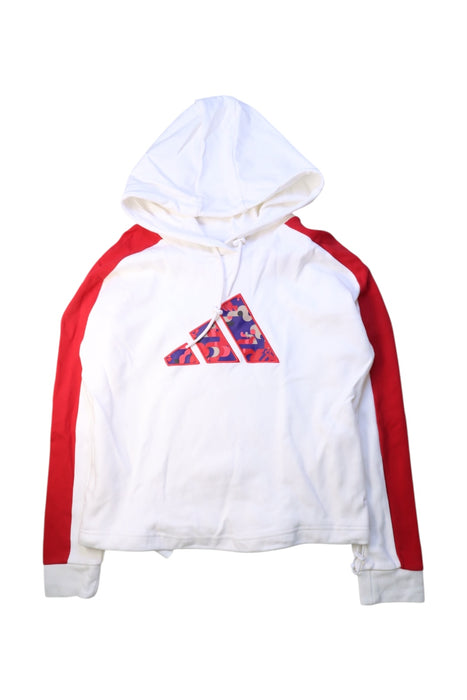 A White Hooded Sweatshirts from Adidas in size 14Y for girl. (Front View)