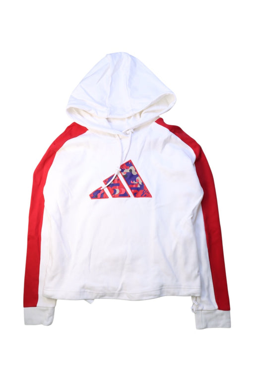 A White Hooded Sweatshirts from Adidas in size 14Y for girl. (Front View)