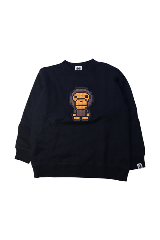 A Black Crewneck Sweatshirts from Bape by A Bathing Ape in size 7Y for boy. (Front View)