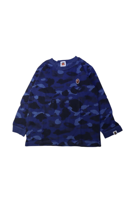 A Navy Long Sleeve T Shirts from Bape by A Bathing Ape in size 7Y for boy. (Front View)