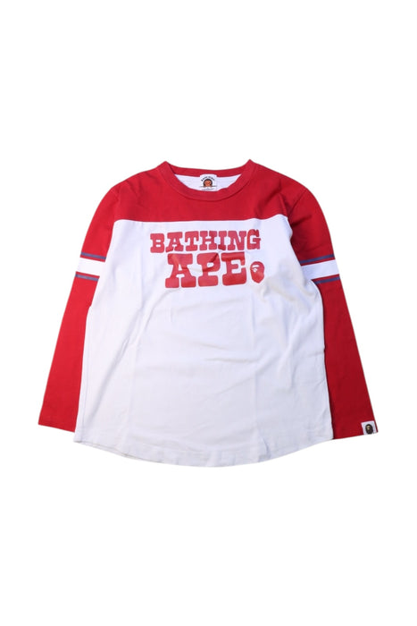 A White Long Sleeve T Shirts from Bape by A Bathing Ape in size 7Y for boy. (Front View)