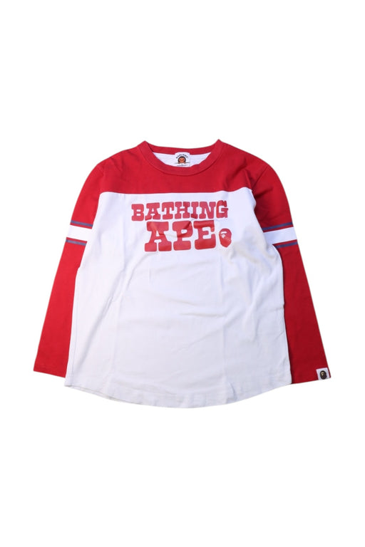 A White Long Sleeve T Shirts from Bape by A Bathing Ape in size 7Y for boy. (Front View)