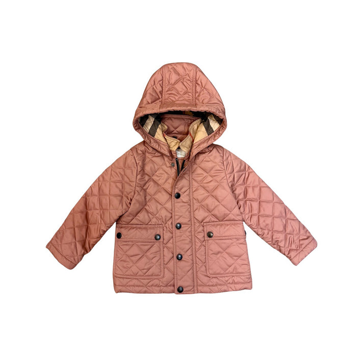 A Pink Puffer/Quilted Jackets from Burberry in size 18-24M for girl. (Front View)