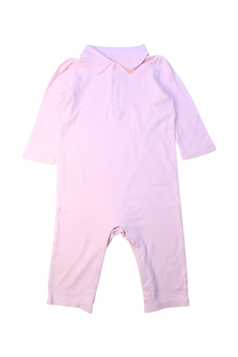 A Pink Long Sleeve Rompers from Ralph Lauren in size 6-12M for girl. (Front View)