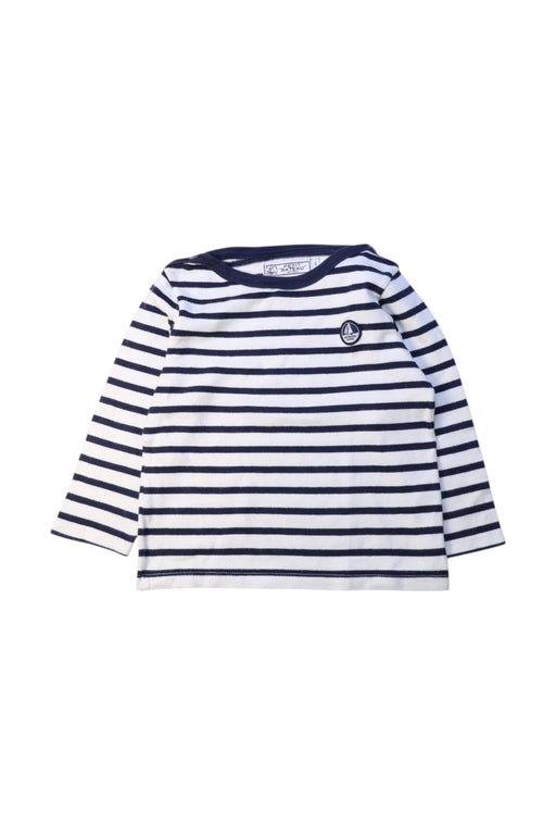 A Navy Long Sleeve T Shirts from Petit Bateau in size 3T for boy. (Front View)