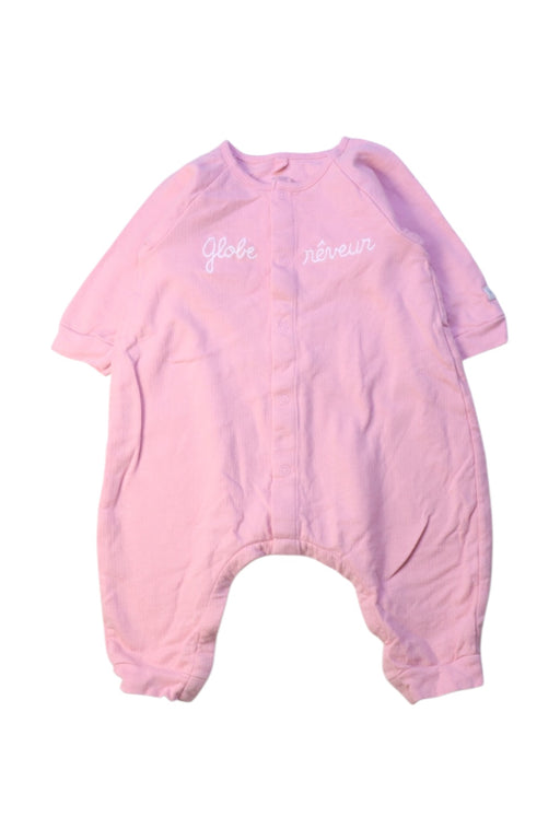 A Pink Long Sleeve Rompers from Petit Bateau in size 3-6M for girl. (Front View)