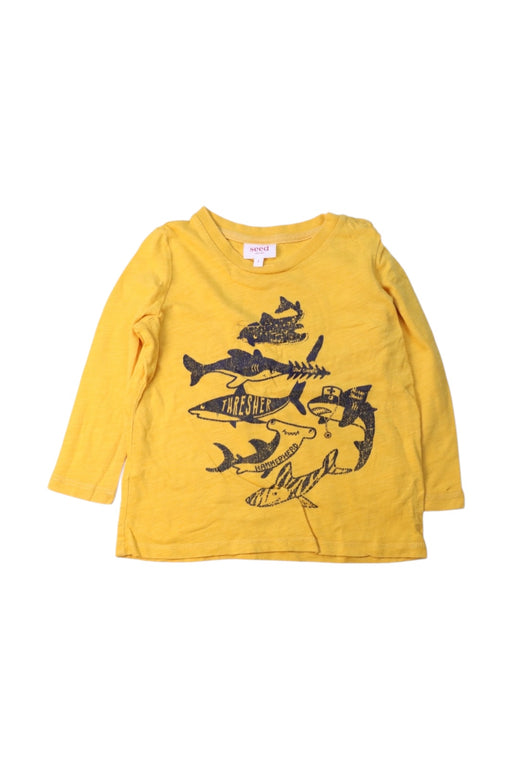 A Yellow Long Sleeve T Shirts from Seed in size 2T for boy. (Front View)