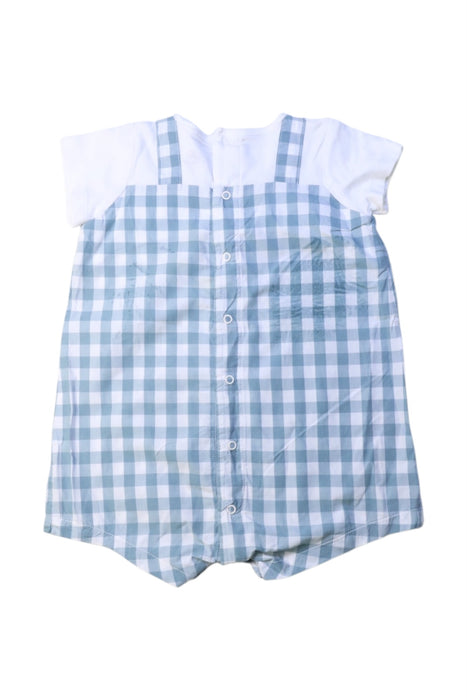 A Blue Short Sleeve Rompers from Petit Bateau in size 6-12M for girl. (Back View)