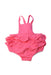 A Pink Sleeveless Rompers from Nanos in size 12-18M for girl. (Front View)