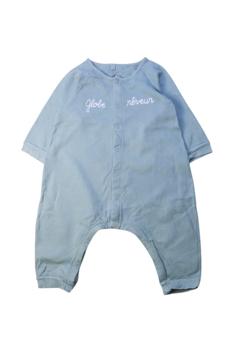 A Blue Long Sleeve Rompers from Petit Bateau in size 6-12M for boy. (Front View)