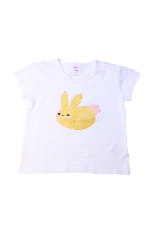 A White Short Sleeve T Shirts from Seed in size 12-18M for girl. (Front View)