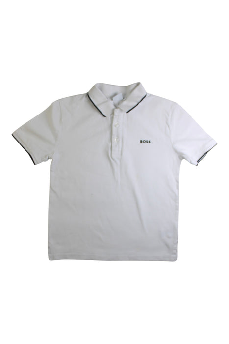 A White Short Sleeve Polos from Boss in size 10Y for boy. (Front View)