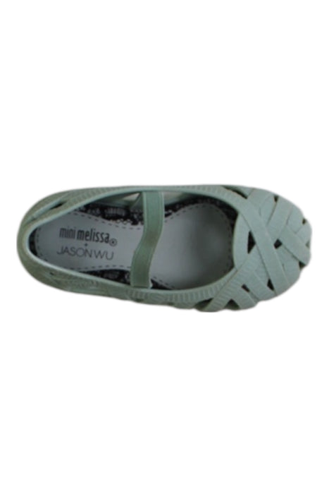A Green Sandals from Mini Melissa in size 18-24M for girl. (Front View)