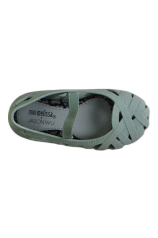 A Green Sandals from Mini Melissa in size 18-24M for girl. (Front View)