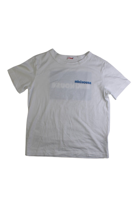 A White Short Sleeve T Shirts from Miki House in size 5T for boy. (Front View)