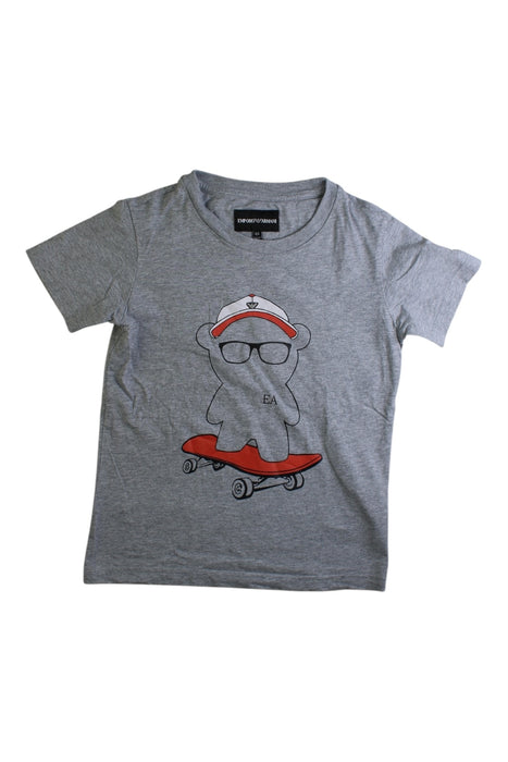 A Grey Short Sleeve T Shirts from Emporio Armani in size 6T for boy. (Front View)