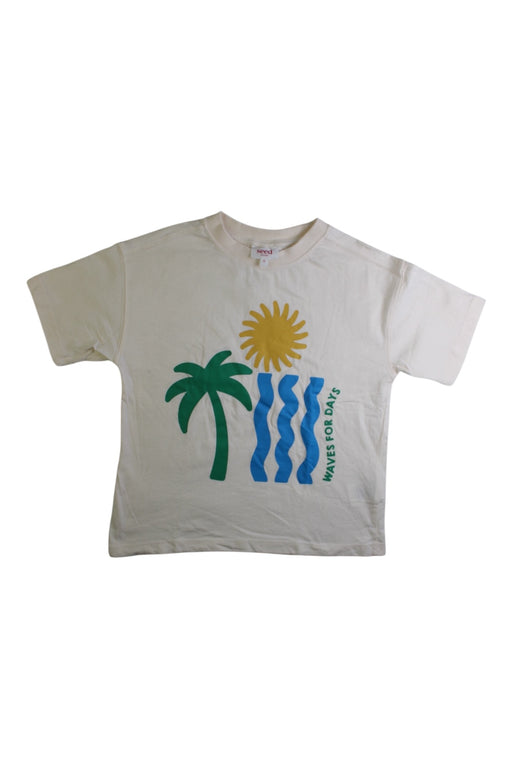 A Beige Short Sleeve T Shirts from Seed in size 5T for boy. (Front View)