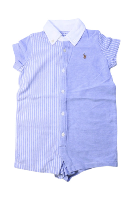 A Blue Short Sleeve Rompers from Ralph Lauren in size 6-12M for boy. (Front View)