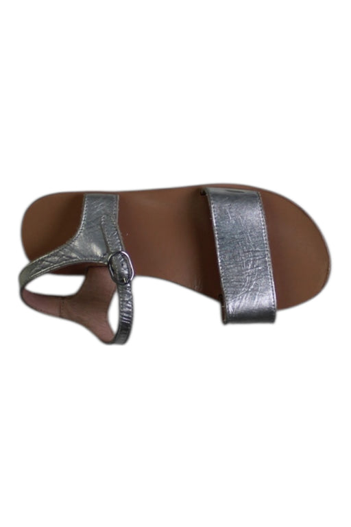 A Silver Sandals from Jacadi in size 6T for girl. (Front View)