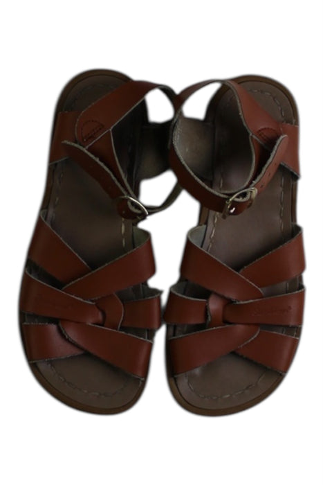 A Brown Sandals from Salt-Water in size 6T for girl. (Back View)