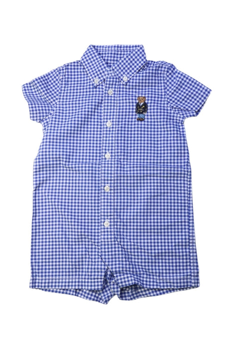 A Blue Short Sleeve Rompers from Ralph Lauren in size 6-12M for boy. (Front View)