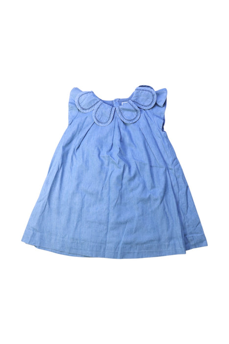 A Blue Sleeveless Dresses from Jacadi in size 2T for girl. (Front View)