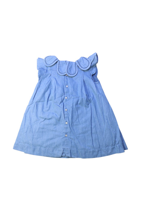A Blue Sleeveless Dresses from Jacadi in size 2T for girl. (Back View)