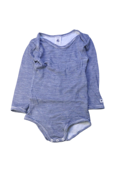 A Blue Long Sleeve Bodysuits from Petit Bateau in size 2T for boy. (Front View)