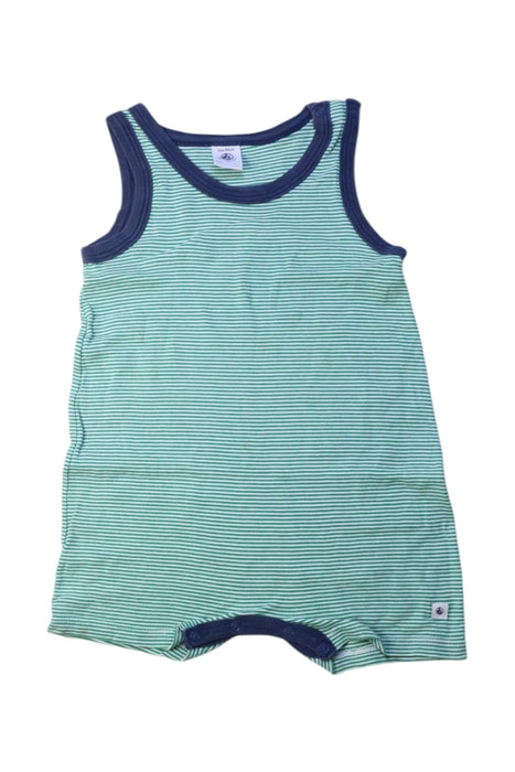A Green Sleeveless Rompers from Petit Bateau in size 2T for boy. (Front View)