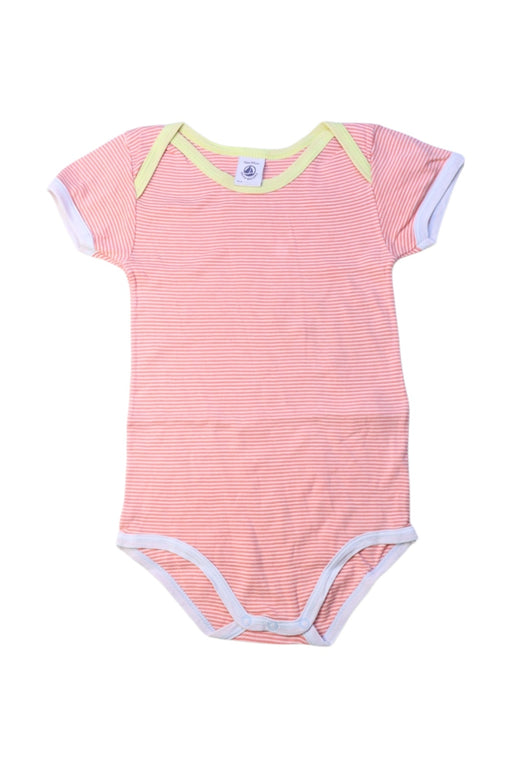A Pink Short Sleeve Bodysuits from Petit Bateau in size 3T for neutral. (Front View)