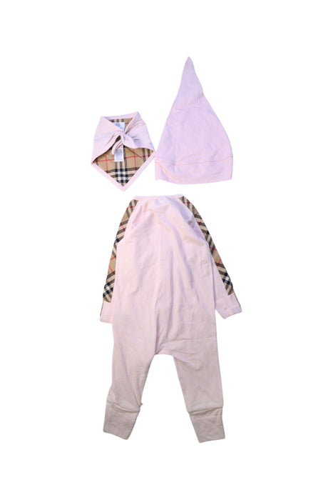 A Pink Onesies from Burberry in size 6-12M for girl. (Back View)