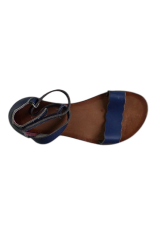 A Blue Sandals from Jacadi in size 6T for girl. (Front View)