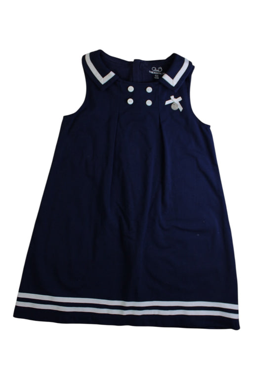 A Navy Sleeveless Dresses from Chickeeduck in size 5T for girl. (Front View)