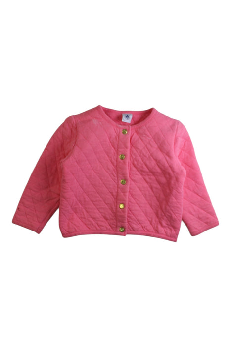 A Pink Buttoned Sweatshirts from Petit Bateau in size 3T for girl. (Front View)