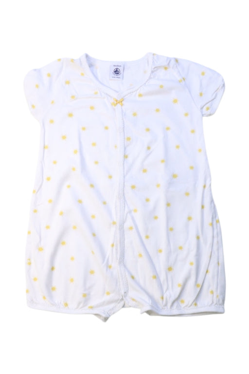 A White Short Sleeve Rompers from Petit Bateau in size 12-18M for girl. (Front View)